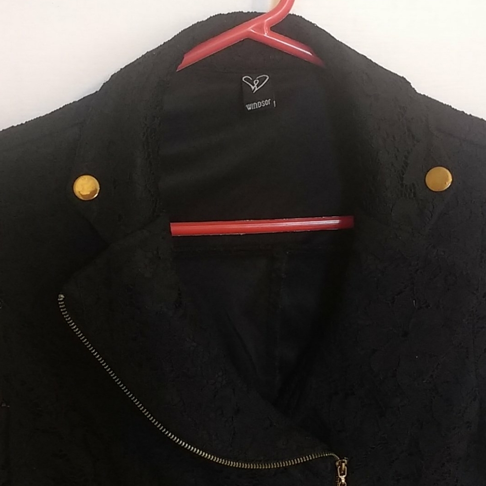 Black Lace Sexy Motorcycle Jacket - Picture 2 of 5
